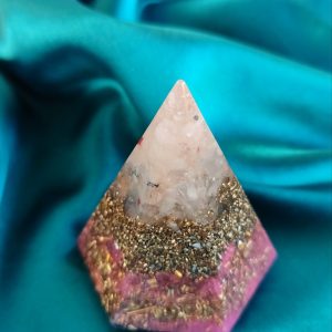 Šestougaona rozekvarc-citrin piramida, Bezuslovna ljubav i obilje, 5×7 cm