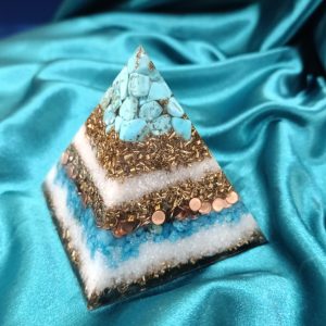 Grlo, štitna žlezda, govor. Piramida sa tirkizom u vrhu 8×8 cm